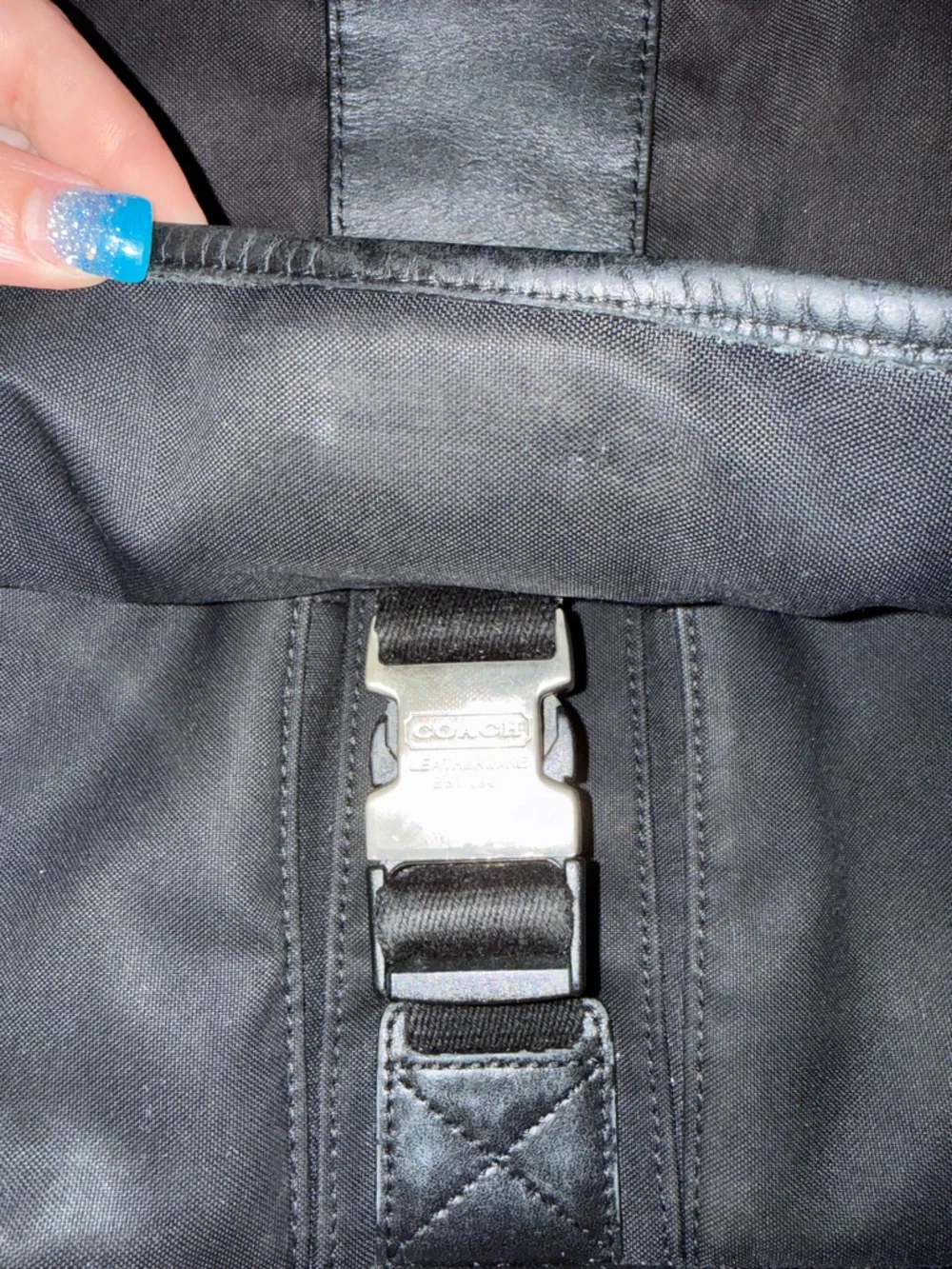 Coach Vintage Black Canvas and Nylon Leather Trim Messenger Bag